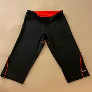 Dark Gray and Neon Orange - Capri Workout Pants